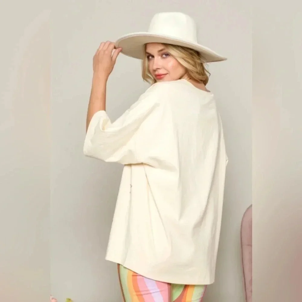 Peach Love - All Over Sequin Star Top - Size Small NEW - Picture 2 of 8